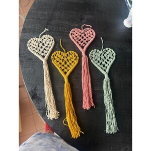 Handmade Macramé Heart Wall Hanging – 19” Long, Boho cottagecore Decor